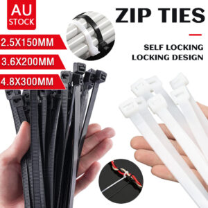Cable Ties Zip Ties Nylon UV Stabilised 1 0 0 0pc Bulk Black Cable Tie 150mm X 2.5mm Pack