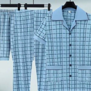 Pure Cotton Three-Piece Pajama Set For Men