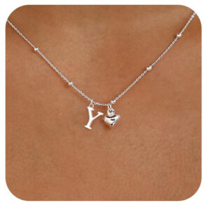 Initial Letter Stainless Steel Minimalist Cool-Girl Style Heart Pendant Necklace