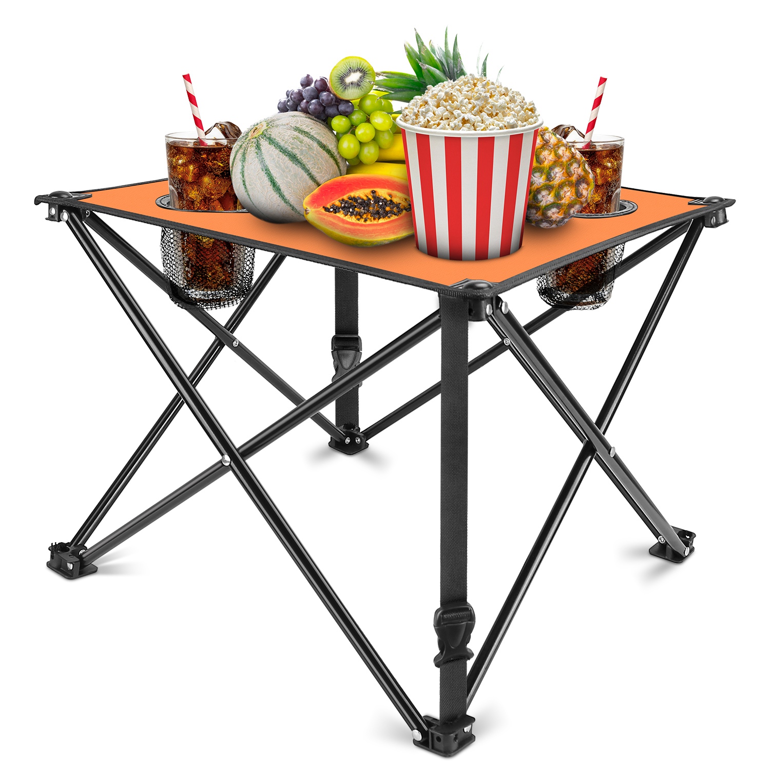 1Pc 2Pc Options Foldable Camping Table Portable Picnic Table Lightweight Travel Desk With 2 Cup Holders Carrying Bag Color Options Black Orange Green Red Blue Navy Blue - Image 46