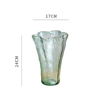 Wavy-mouth Glass Vase With And Lilies Arranged As An Floral Display