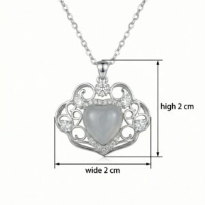 925 Sterling Silver Elegant Ornate Heart Pendant Silver Necklace with Moonstone and Sparkling Accents