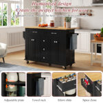 Kitchen Island On Wheels, Dropleaf Trolley, Rolling Cart With Foldable Countertop, 5 Drawers, Spice & Towel Holders,lockable Wheels, For Kitchen, Dining Room & Living Room,120x65x89 Cm