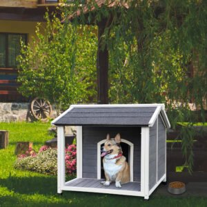 Outdoor Wooden Dog House, Waterproof Dog Cage, Windproof And Warm Dog Kennel, Dog Crates For Medium Dogs Pets Animals Easy To Assemble