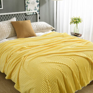 New Solid Color Large Vertical Stripe Flannel Blanket