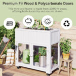 TOPMAx Patio 35.4 X17.7 X37.4 Mini Wood Cold Frame Compact 2 Doors Garden Greenhouse With Wheels Raised Bed With Liner For Indoor Outdoor Use White