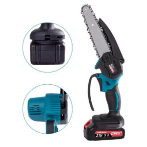2 Battery 4000W Mini Chainsaw Cordless 6-8in Electric One-Hand Saw Wood Cutter