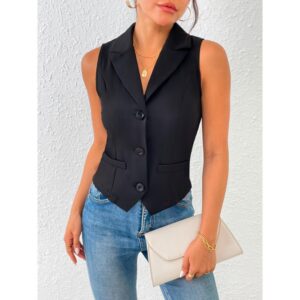 Solid Color Single Breasted Vest Elegant Slim Sleeves