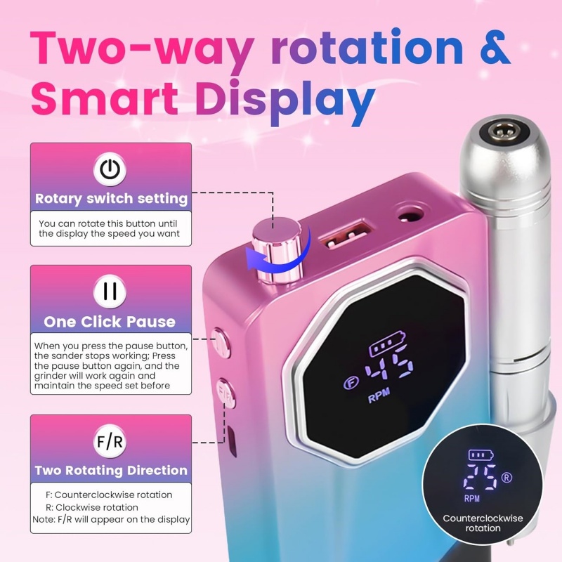 Electric Nail File Drill Machine USB Portable Manicure Pedicure UK - Image 8