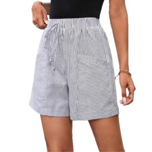Women's Striped Casual Elastic-waist Shorts