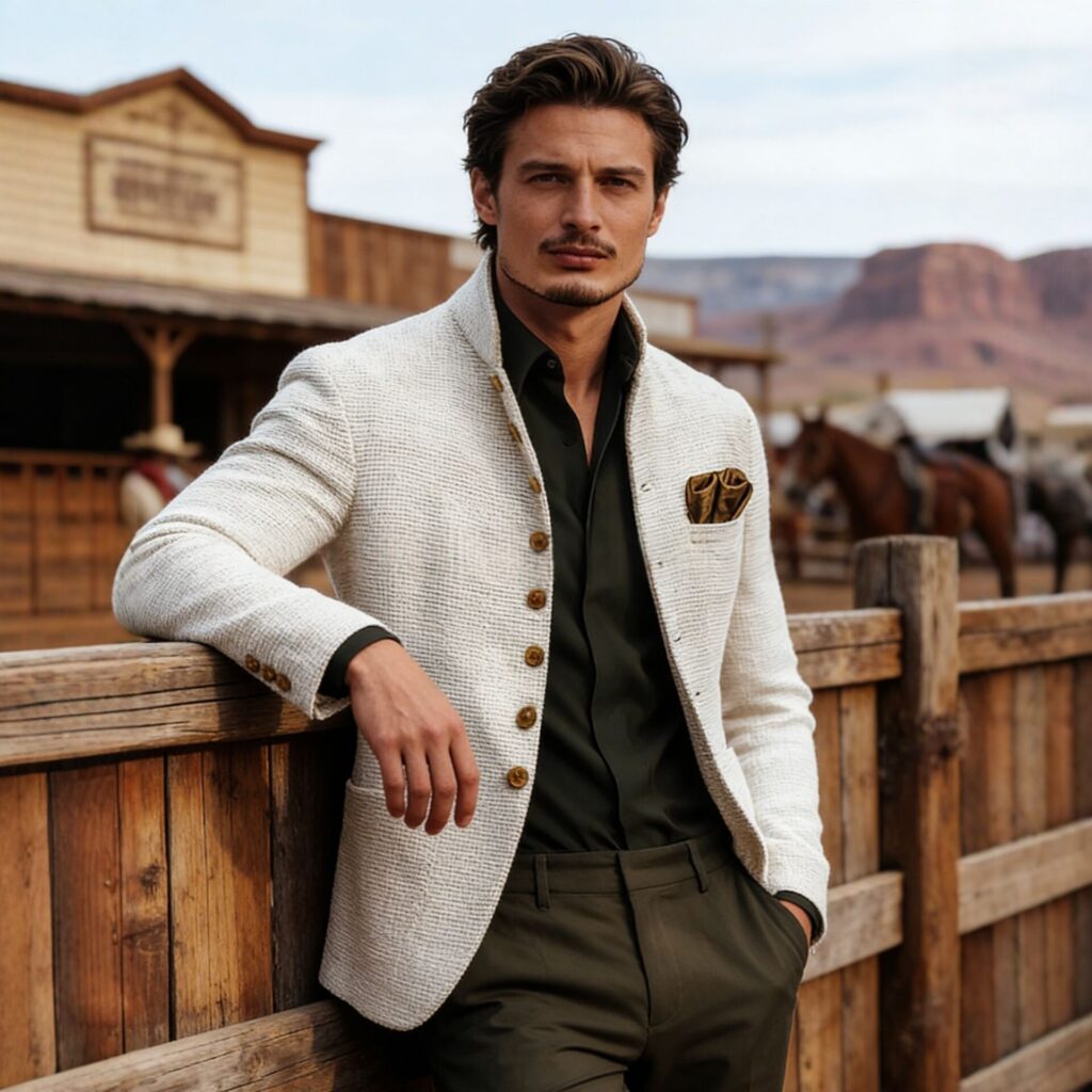 Retro Tweed Mens Fashionable Casual Jacket