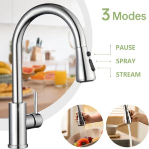 360 Kitchen Sink Mixer Taps Pull Out Spout Spray Single Lever Modern Mono Tap