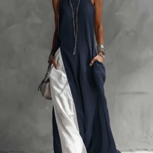 Womens Sleeveless Loose-Fit Off-Shoulder Dress With Pockets