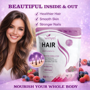 WINYEL Hair Growth Soft Chewables, Containing Hair Growth Vitamins For Men And Women, Biotin, To Help Create Thicker, Fuller, And Stronger Hair, Mixed Berries, 60 Soft Chewables.