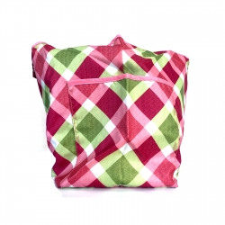 AT FIRST Reusable Eco-Friendly Shopping Bag Protable Foldable Storage Bag 2Sizes AFW550-red&green Grid-700039