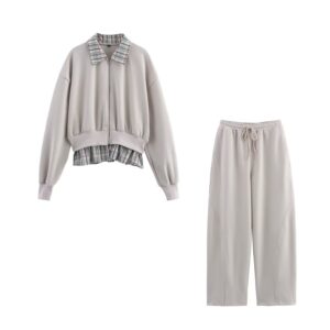 Poplin-paneled Hoodie Balloon-fit Paneled Pants