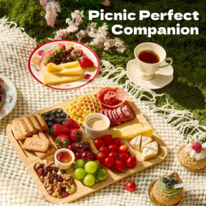 Bamboo Cheese Tray Dessert Tray Fruit Plate With Acrylic Transparent Lid