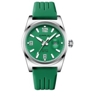 Unisex Round Calendar Waterproof Rubber-Strap Watch