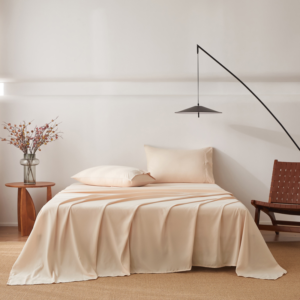 2000TC 4PCS Bed Sheet Set Single Flat Fitted Pillowcases-Cream-King