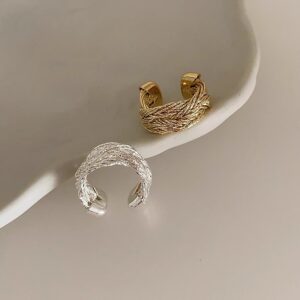 Twisted Braided Copper Silver-Plated Ring, Niche Retro Design, Stylish Anti-fade Versatile Finger Ring For Women