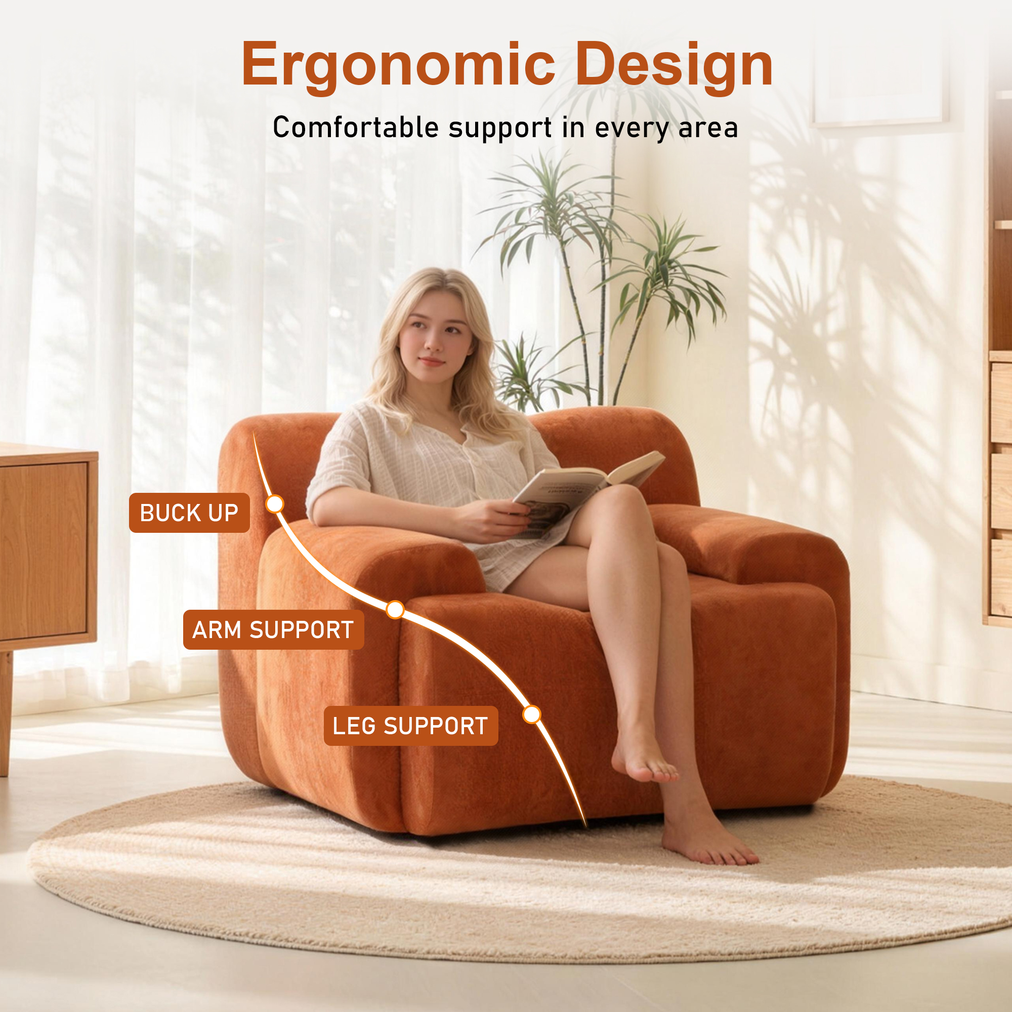 Wide Modern Upholstered Oversized Accent Chair