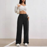 Thin Draping High-end Feel Loose-fitting Figure-flattering Black Straight-leg Wide-leg Pants