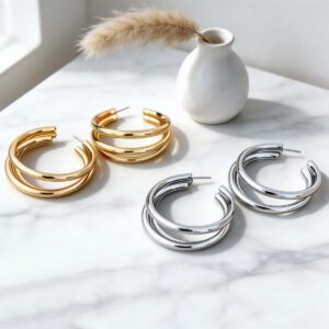 Metal Minimalist Round Earrings