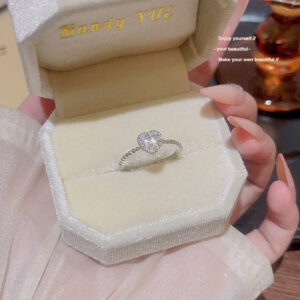 Electroplated Zircon Ring For Women, Niche Design, Adjustable Open Finger Ring