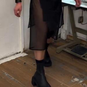 Black Sheer Layered Skirt Over Shorts