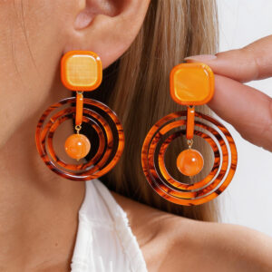 Silver Needle Acrylic Multi-Layer Round Earrings