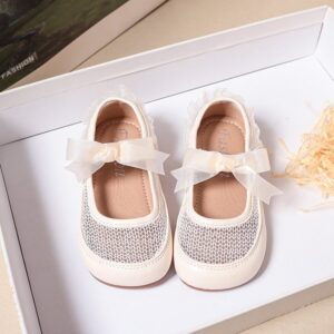 Girls' Fashion Mesh Soft Sole Anti Slip Lace Bow Low Top Princess Single Shoe