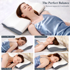 Contour Memory Foam Pillow For Neck Shoulder Pain Relief Sleeping Side Sleeper