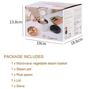 Microwave Rice Cooker, 2L Microwave Rice Pasta Cooker With Strainer Steamer
