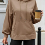 Fisoew Women's Hoodies Oversized Sweatshirts Casual Long Sleeve Side Slit Pullover Tops Fall Winter Outfits With Pocket