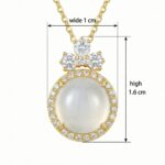 925 Sterling Silver Elegant Moonstone Cabochon Pendant with Brilliant Gemstone Halo and Floral Cluster