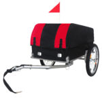 Heavy- Duty Bike Cargo Trailer With Removable Waterproof Cover - 88 Lbs Capacity 16 All- Terrain Wheels & Foldable Design For Camping Groceries Red Black