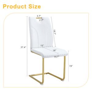 White PU Dining Chair Set.Uniquely Designed White Dining Chairs. PU Material, Paired With Gold Metal Chair Legs. Suitable For Offices, Restaurants, Kitchens, Conference Rooms, Etc. Set Of 6