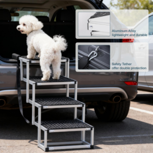 Foldable Dog Ramp For Cars, SUVs, Trucks, Portable Pet Dog Stairs For Large Dogs With Non-Slip Surface & Reinforced Design, Lightweight Yet Sturdy Supports Up To 250lbs