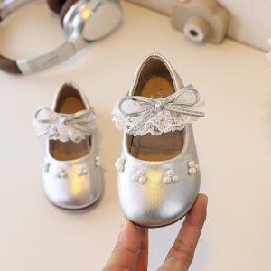 Children's Leather Shoes For Baby Girls, Mary Jane Lace Princess Shoes, Fashionable And Versatile Soft Soled Single Shoes