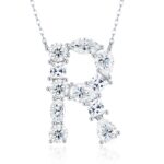 26 Letter -R Set With Top Moissanite Luxury Fashion Light Luxury Trend Jewelry Silver Necklace Pendant, S925 Silver Plated Platinum Material.