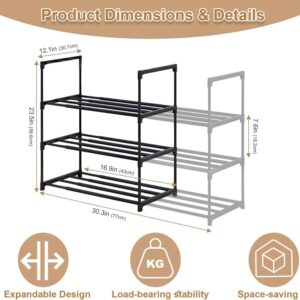 Shoe Rack 3 Tier Extendable Storage Organiser Room Hallway Tidy Space Saver UK