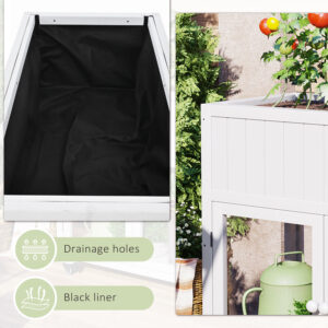 TOPMAx Patio 35.4 X17.7 X37.4 Mini Wood Cold Frame Compact 2 Doors Garden Greenhouse With Wheels Raised Bed With Liner For Indoor Outdoor Use White