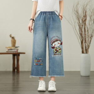 Embroidered Butterfly Loose Denim Jeans Women's