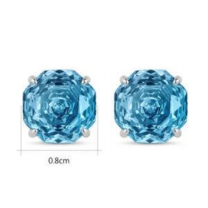 925 Sterling Silver Elegant Light Blue Octagonal Step-Cut Gemstone Stud Earrings