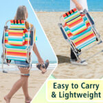 63X70X99cm Rainbow Stripes Aluminum Beach Chair, Oxford Fabric, Silver Aluminum Tube, 1 0 0kg, Elevated Model, N001