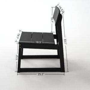 2-Pack Black HDPE Outdoor & Garden Backres Modernist Designt Chairs