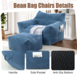 Bean Bag Chair For Adults, Oversized Comfy Beanbag Living Room Lazy Sofa For Bedroom & Dorm