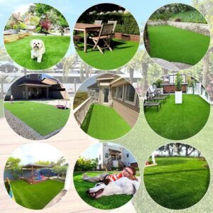 5x10FT Artificial Grass Turf 0.6' Indoor Outdoor Astroturf Fake Grass With Drain Holes, For Dog And Garden Patio