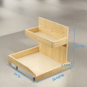 Under Sink Organizers And Storage 22 W X 21 D, 2 Tier Pull Out Cabinet Organizer With Soft Close, Adjustable Pull Out Cabinet Organizer With U Bracket For Bathroom Kitchen Right