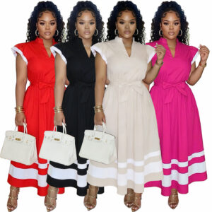 Women’s Elegant Commuter Printed Ruffle-Trim Dress